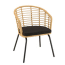 Malo - Lot De 2 Fauteuils Jardin - Acier/Rotin Synthétique/Tissu Polyester 100% - Bois Clair/Noir