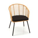 Malo - Lot De 2 Fauteuils Jardin - Acier/Rotin Synthétique/Tissu Polyester 100% - Bois Clair/Noir