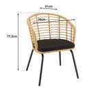 Malo - Lot De 2 Fauteuils Jardin - Acier/Rotin Synthétique/Tissu Polyester 100% - Bois Clair/Noir