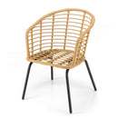 Malo - Lot De 2 Fauteuils Jardin - Acier/Rotin Synthétique/Tissu Polyester 100% - Bois Clair/Noir