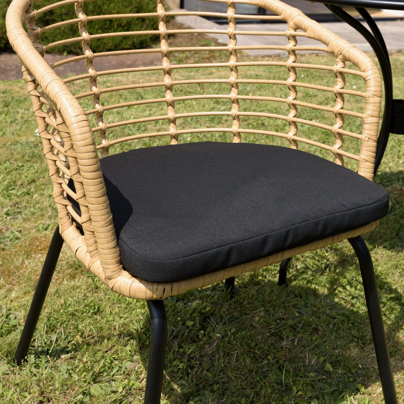 Malo - Lot De 2 Fauteuils Jardin - Acier/Rotin Synthétique/Tissu Polyester 100% - Bois Clair/Noir