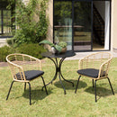 Malo - Lot De 2 Fauteuils Jardin - Acier/Rotin Synthétique/Tissu Polyester 100% - Bois Clair/Noir