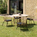 Malo - Lot De 2 Fauteuils Jardin - Acier/Rotin Synthétique/Tissu Polyester 100% - Bois Clair/Noir