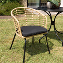 Malo - Lot De 2 Fauteuils Jardin - Acier/Rotin Synthétique/Tissu Polyester 100% - Bois Clair/Noir