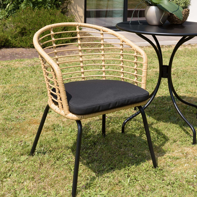Malo - Lot De 2 Fauteuils Jardin - Acier/Rotin Synthétique/Tissu Polyester 100% - Bois Clair/Noir