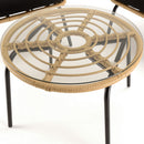Malo - Lot De 2 Fauteuils Jardin - Acier/Rotin Synthétique/Verre Trempé/Tissu Polyester 100% - Noir/Bois Clair