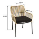 Malo - Lot De 2 Fauteuils Jardin - Acier/Corde/Tissu Polyester 100% - Crème/Noir