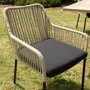 Malo - Lot De 2 Fauteuils Jardin - Acier/Corde/Tissu Polyester 100% - Crème/Noir
