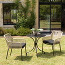 Malo - Lot De 2 Fauteuils Jardin - Acier/Corde/Tissu Polyester 100% - Crème/Noir