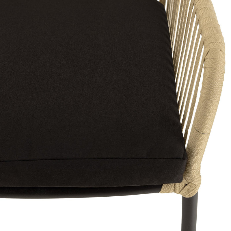 Malo - Lot De 2 Fauteuils Jardin - Acier/Corde/Tissu Polyester 100% - Crème/Noir