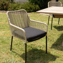 Malo - Lot De 2 Fauteuils Jardin - Acier/Corde/Tissu Polyester 100% - Crème/Noir