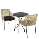 Malo - Salon De Jardin - Acier/Corde/Tissu Polyester 100%/Teck/Acier - Crème/Noir