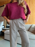Gabriel Checked Ruffled Wide Leg Trousers