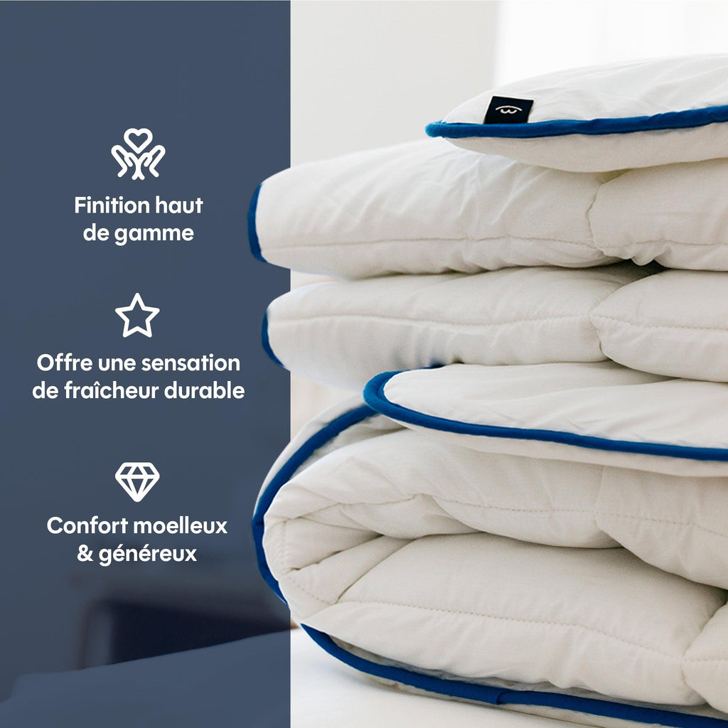 Couette Légère Temperée 100% Fibres Creuses Siliconnées, Enveloppe Coton