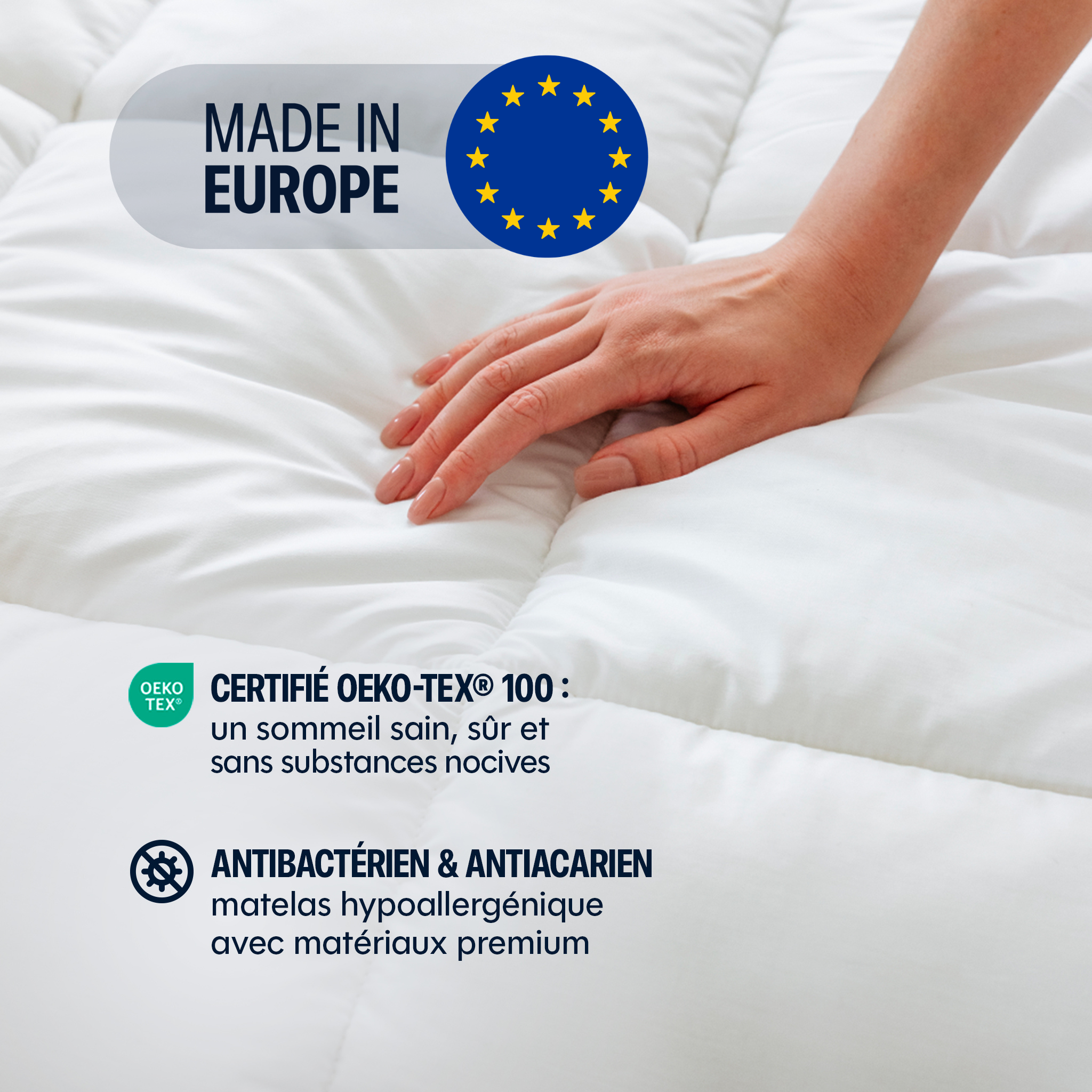 Couette Légère Temperée 100% Fibres Creuses Siliconnées, Enveloppe Coton