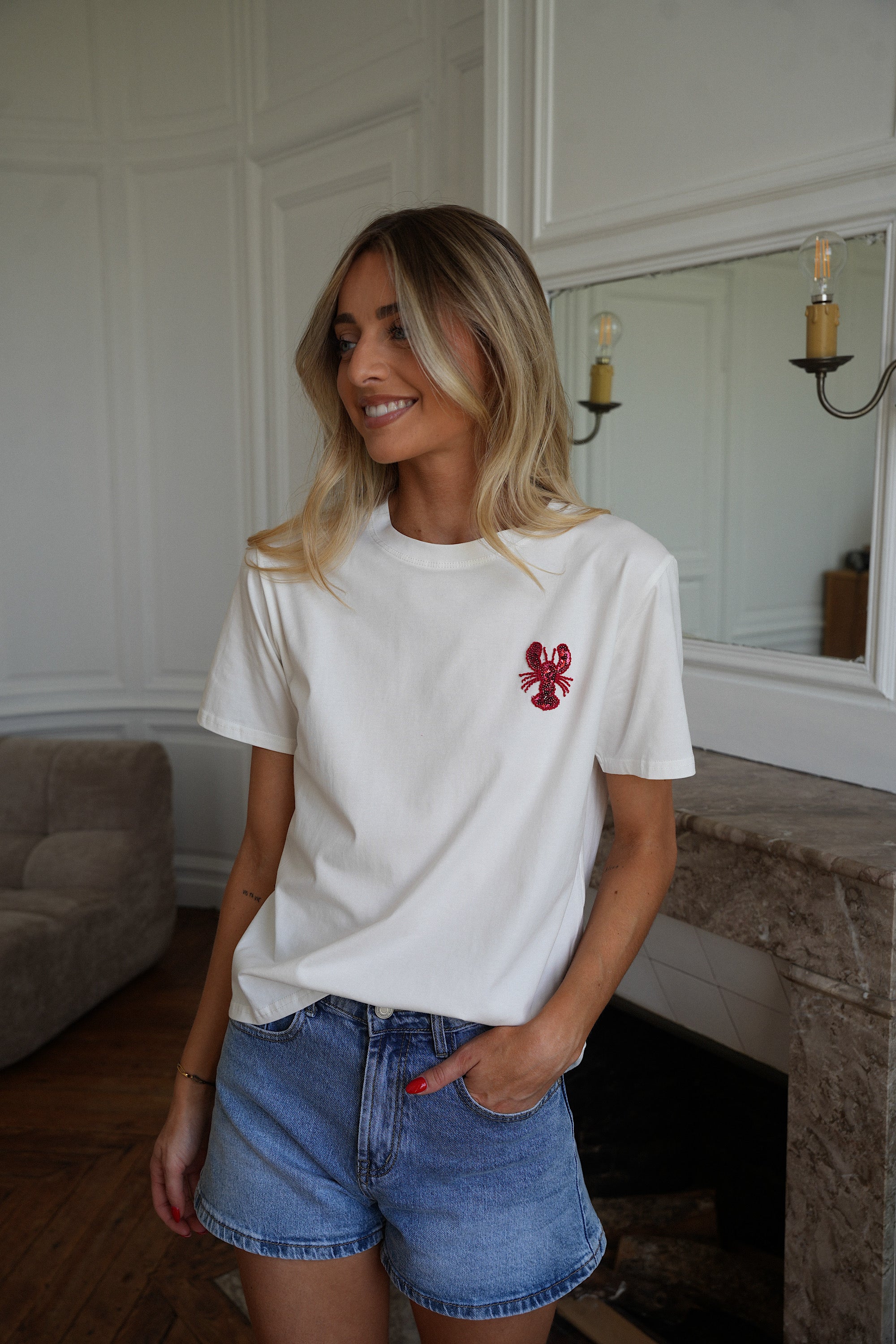 T-Shirt Sequins Charli - Blanc