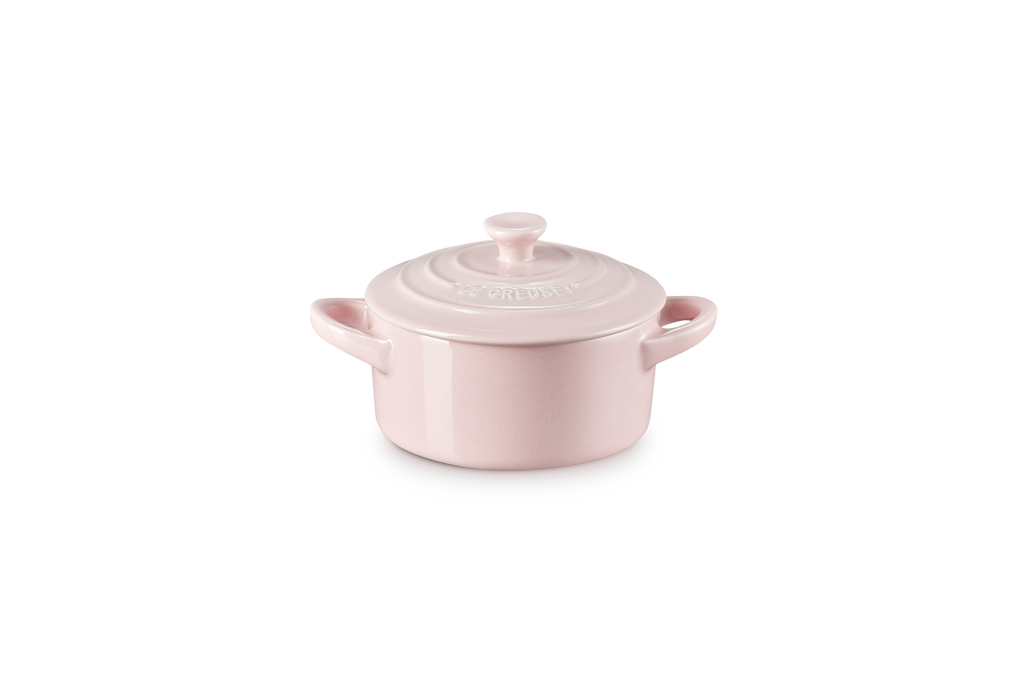 Mini-Cocotte Redonda de Cerámica - 10cm - Chiffon Pink - Botón de Colores