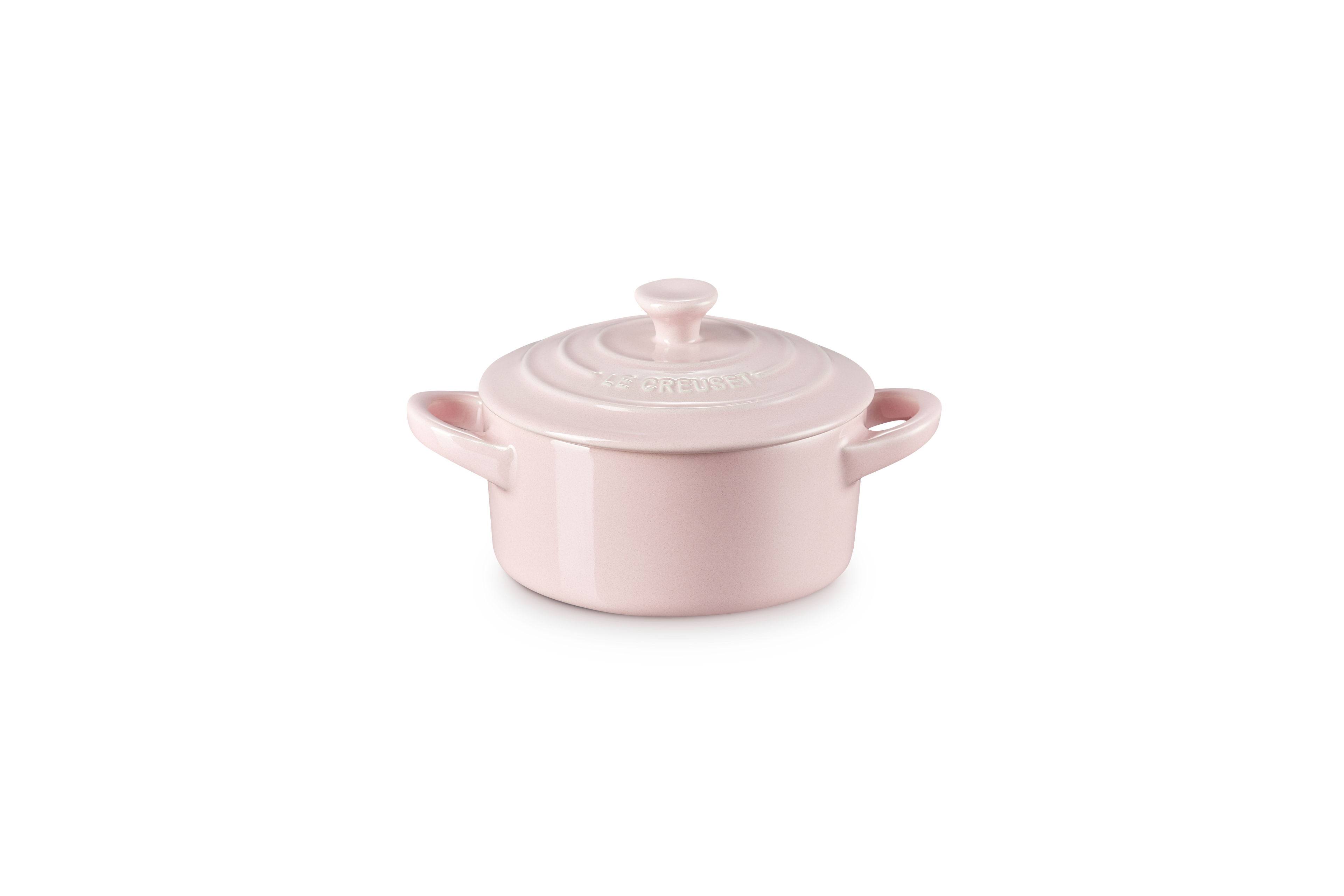Mini-Cocotte Redonda de Cerámica - 10cm - Chiffon Pink - Botón de Colores