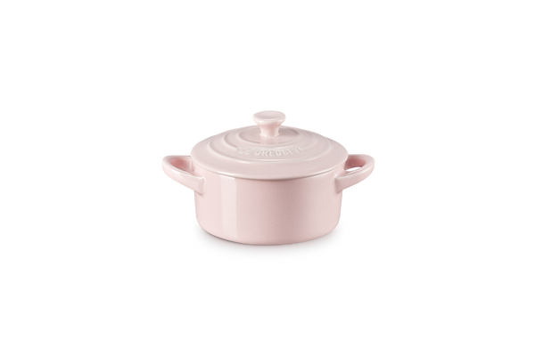 Mini Round Ceramic Casserole - 10Cm - Pink Cloth - Colored Button