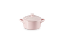 Mini Round Ceramic Casserole - 10Cm - Pink Cloth - Colored Button