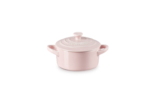 Mini-Cocotte Ronde Céramique - 10Cm - Chiffon Pink - Bouton Coloré