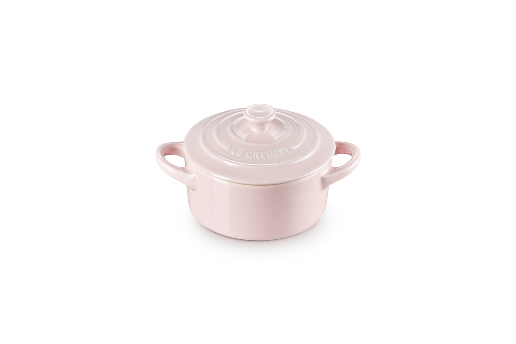Mini-Cocotte Redonda de Cerámica - 10cm - Chiffon Pink - Botón de Colores