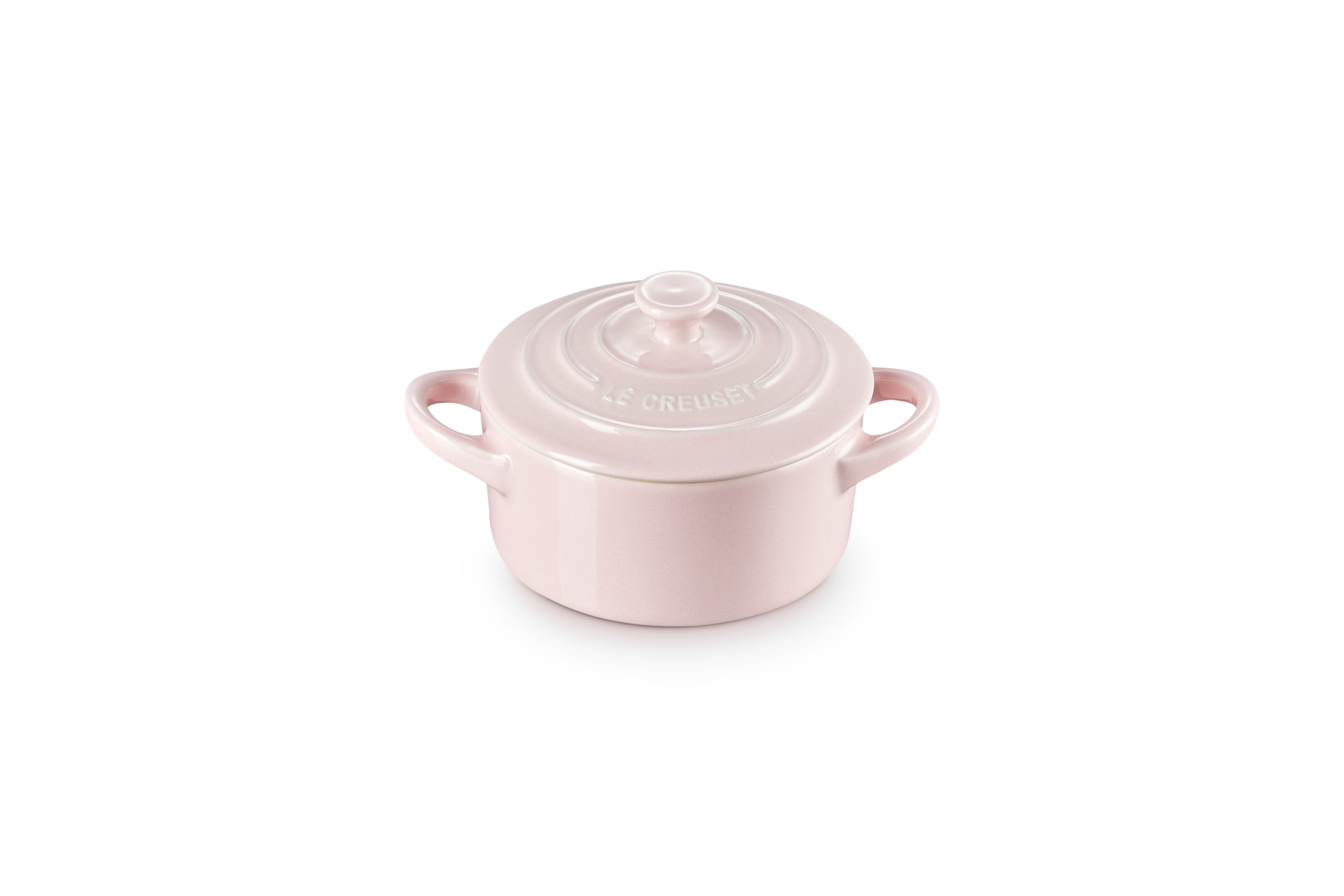 Mini-Cocotte Redonda de Cerámica - 10cm - Chiffon Pink - Botón de Colores