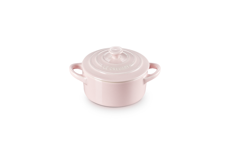 Mini Round Ceramic Casserole - 10Cm - Pink Cloth - Colored Button