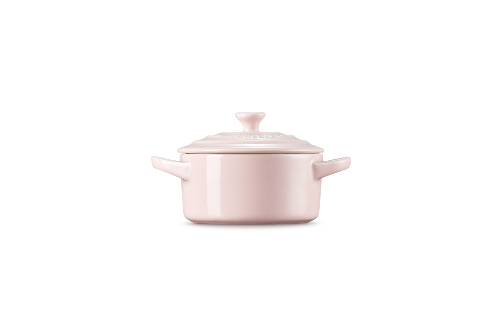 Mini-Cocotte Redonda de Cerámica - 10cm - Chiffon Pink - Botón de Colores