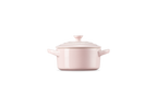 Mini-Cocotte Redonda de Cerámica - 10cm - Chiffon Pink - Botón de Colores
