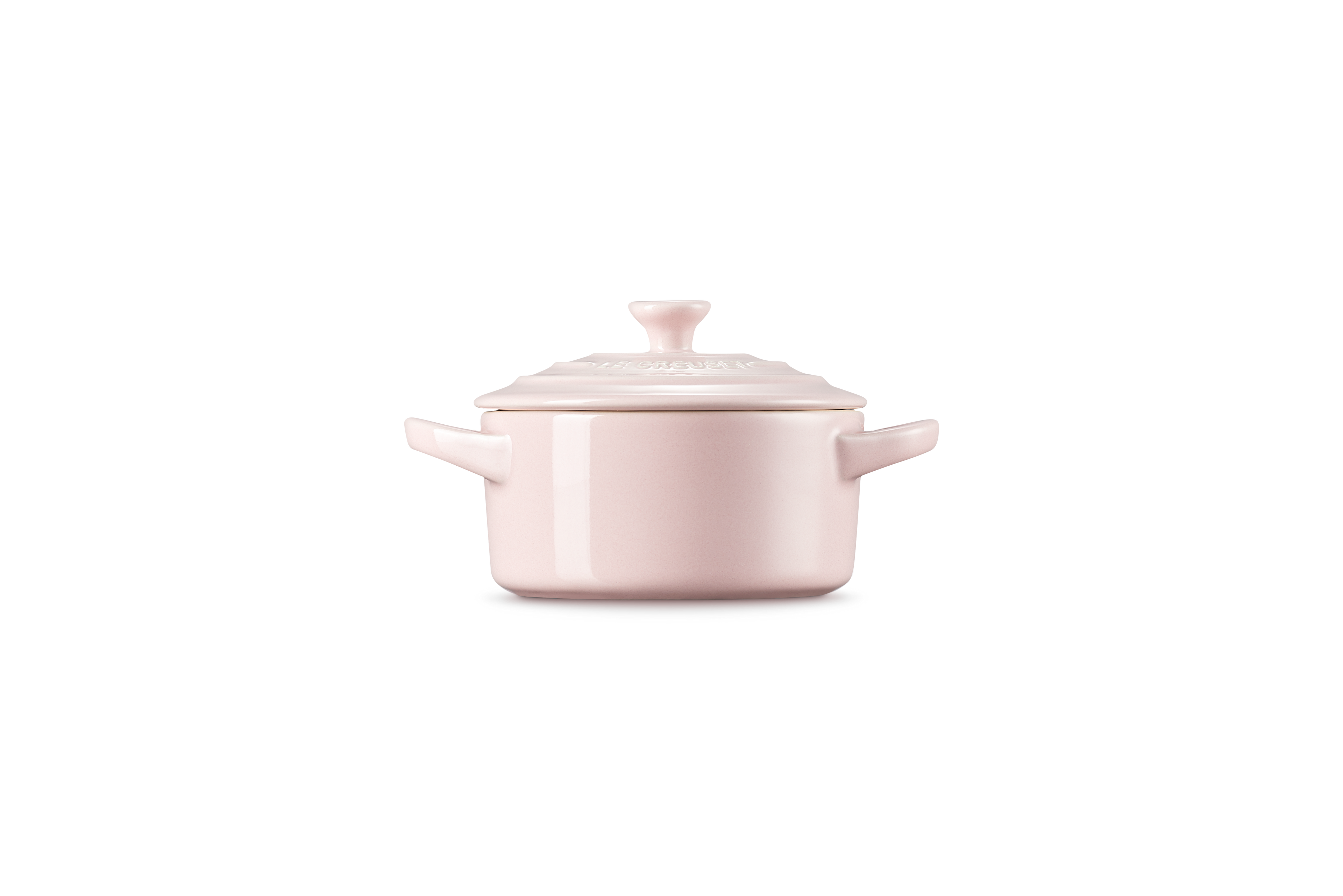 Mini-Cocotte Redonda de Cerámica - 10cm - Chiffon Pink - Botón de Colores
