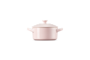 Mini Round Ceramic Casserole - 10Cm - Pink Cloth - Colored Button