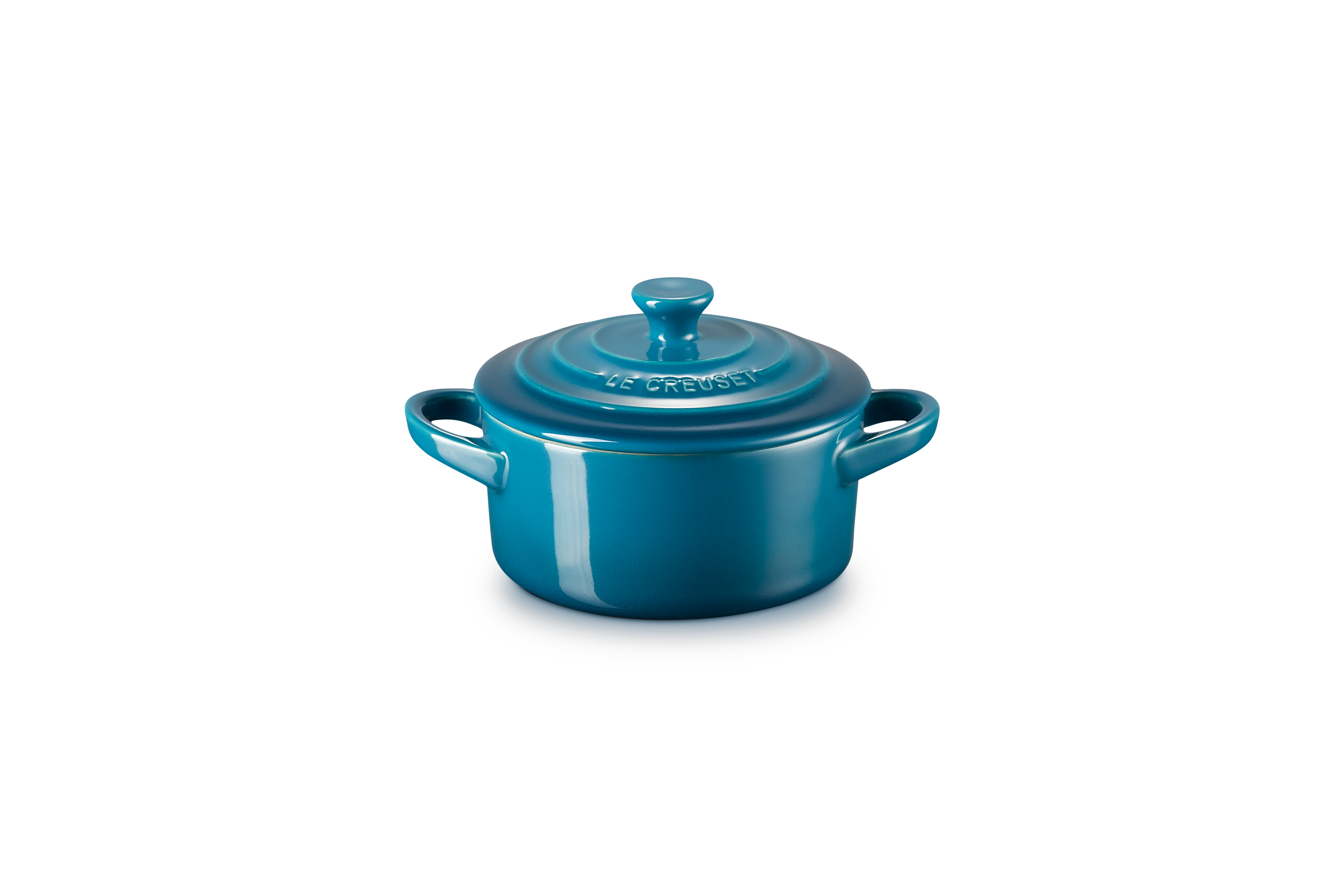 Mini-Cocotte Redonda de Cerámica - 250ml/10Cm - Deep Teal - Botón de Color