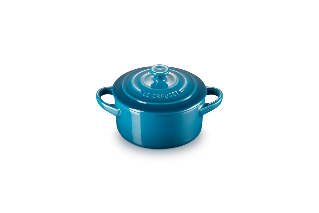 Mini-Cocotte Redonda de Cerámica - 250ml/10Cm - Deep Teal - Botón de Color