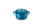 Mini-Cocotte Redonda de Cerámica - 250ml/10Cm - Deep Teal - Botón de Color