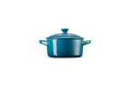 Mini-Cocotte Redonda de Cerámica - 250ml/10Cm - Deep Teal - Botón de Color