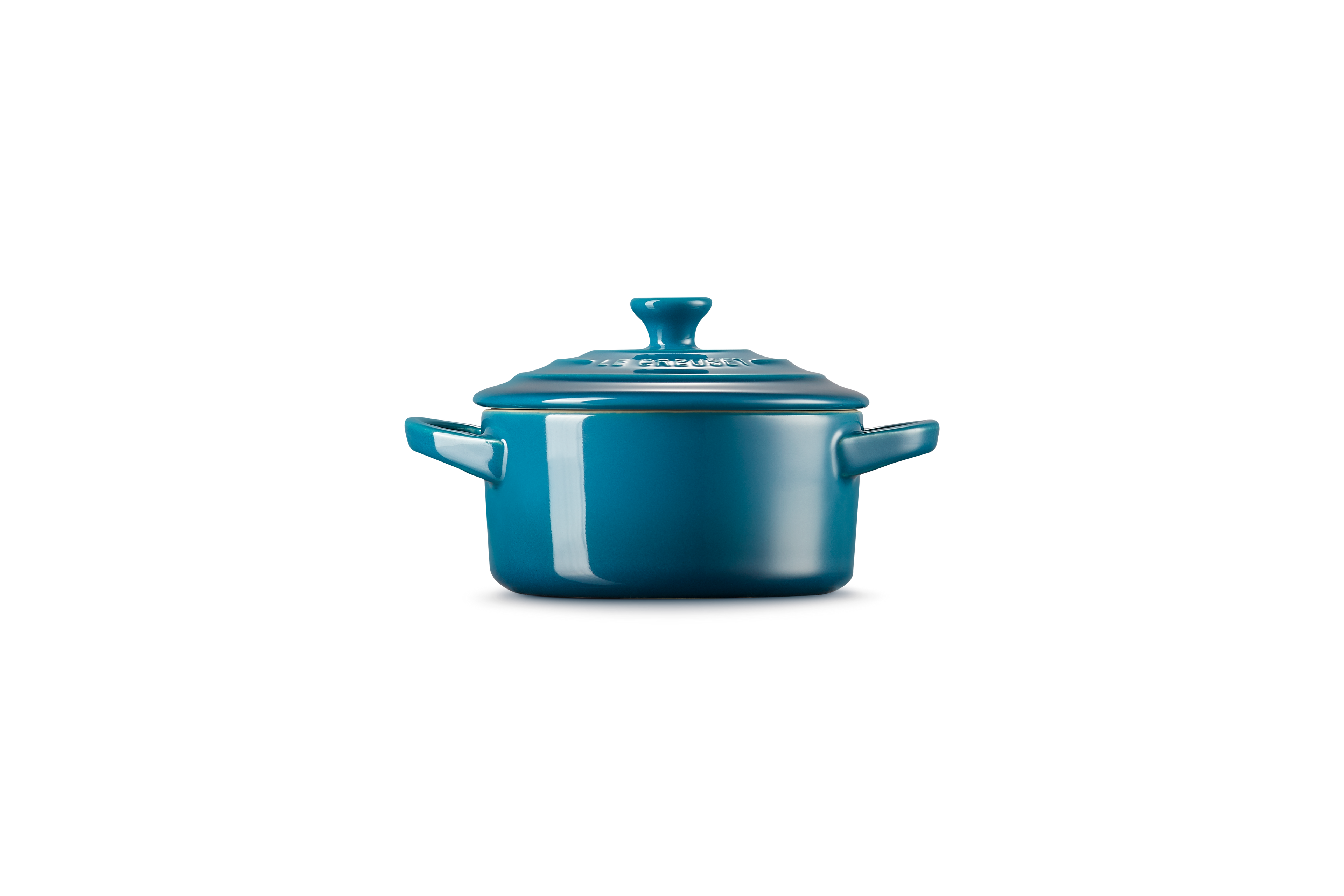 Mini-Cocotte Redonda de Cerámica - 250ml/10Cm - Deep Teal - Botón de Color