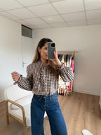 Léonor Brown Gingham Blouse