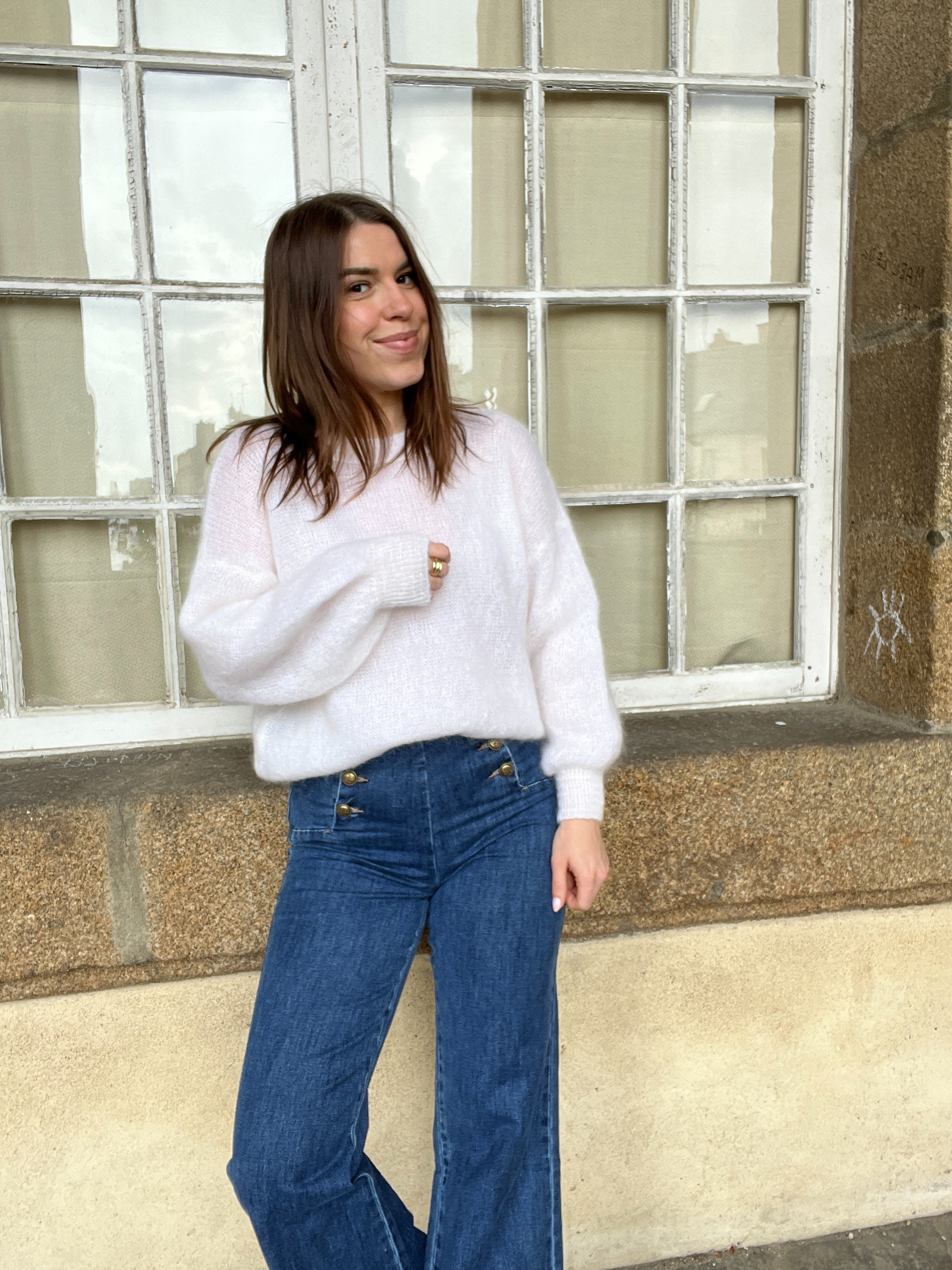 Gaia white mohair and wool knit