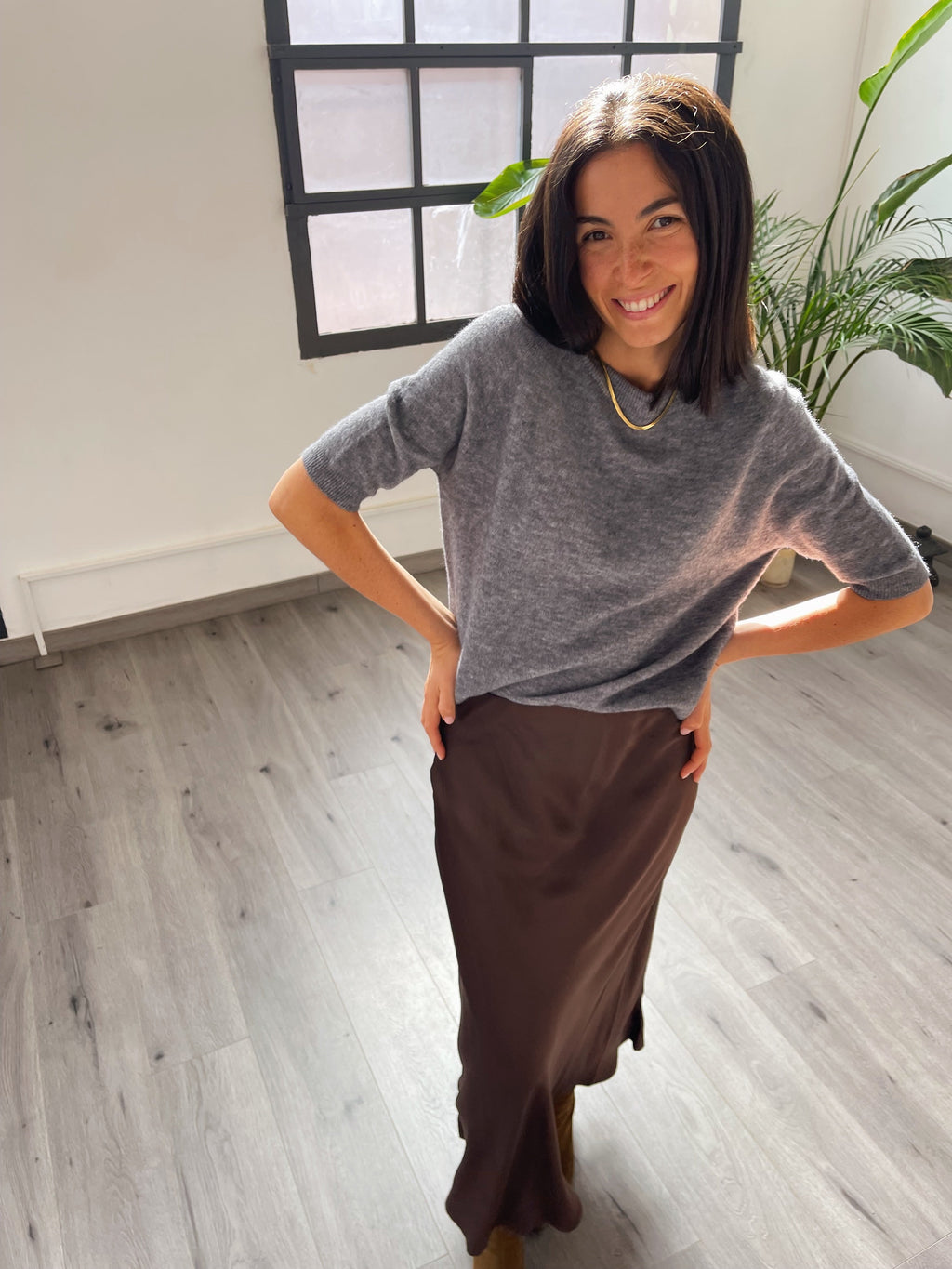 Gray Knitted T-Shirt