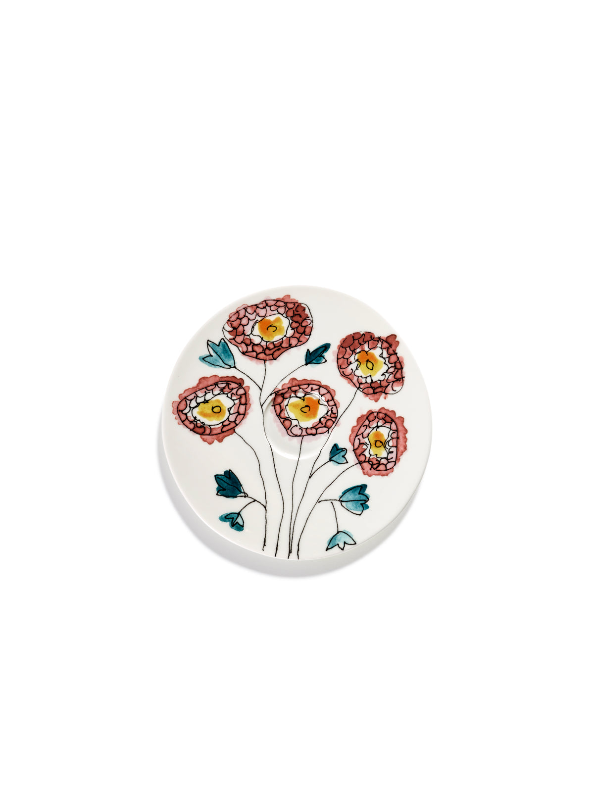 Midnight Flowers - Lot De 2 Soucoupes Pour Tasse À Café Haute - Porcelaine Bone China - Anemone Milk