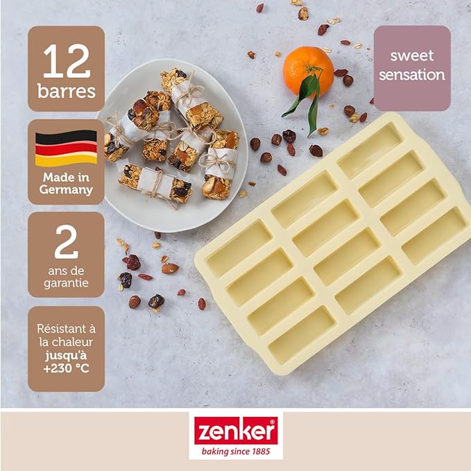 Zenker - Moule En Silicone Pour 12 Barres De Muesli Zenker Sweet Sensation - Beige
