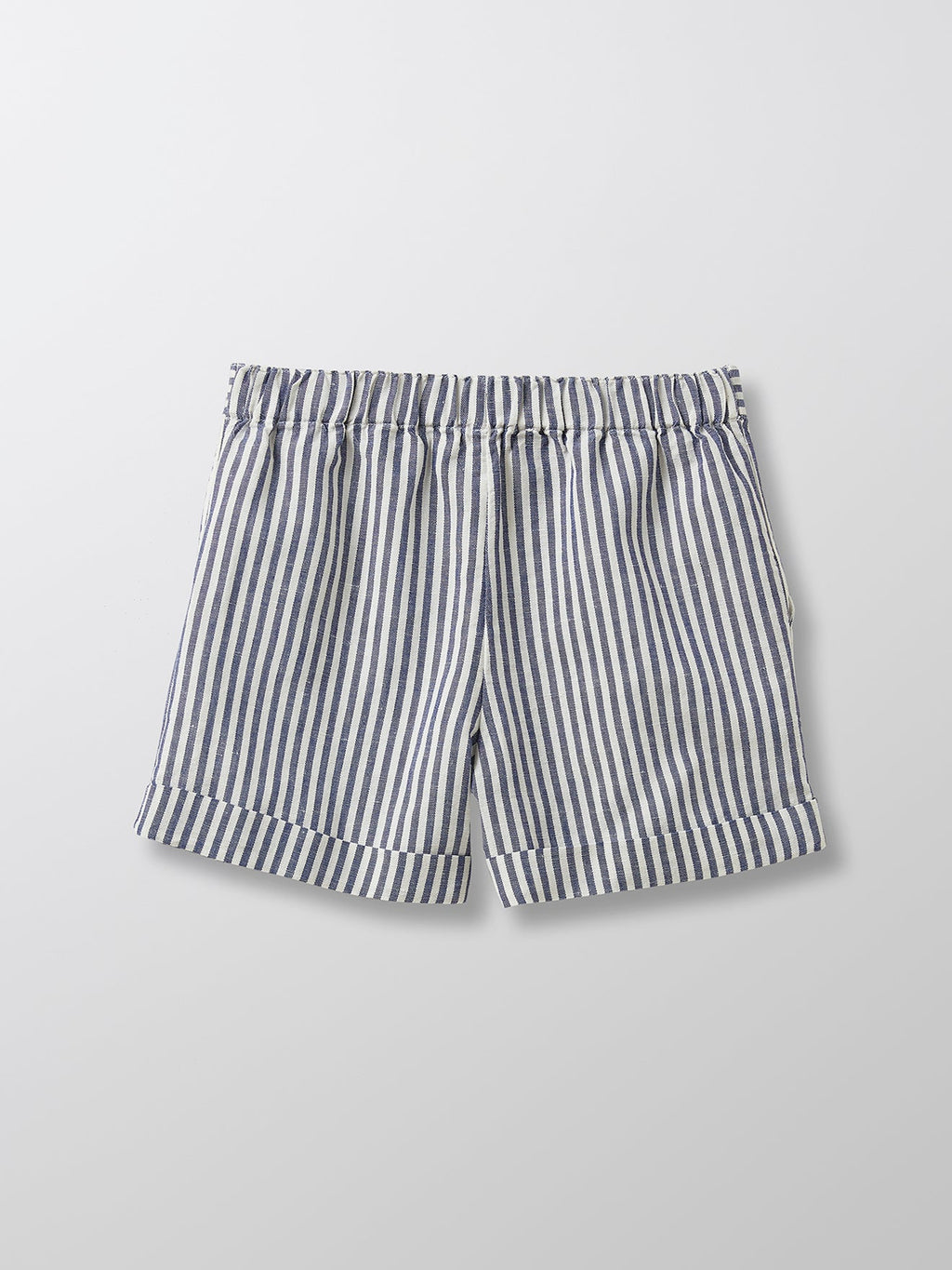 Cotton/Linen Shorts - Medium Blue Stripe - Girls