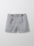 Cotton/Linen Shorts - Medium Blue Stripe - Girls
