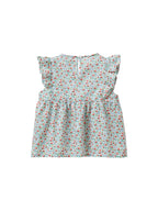 Blusa con plastrón fruncido - Estampado celeste - Niñas