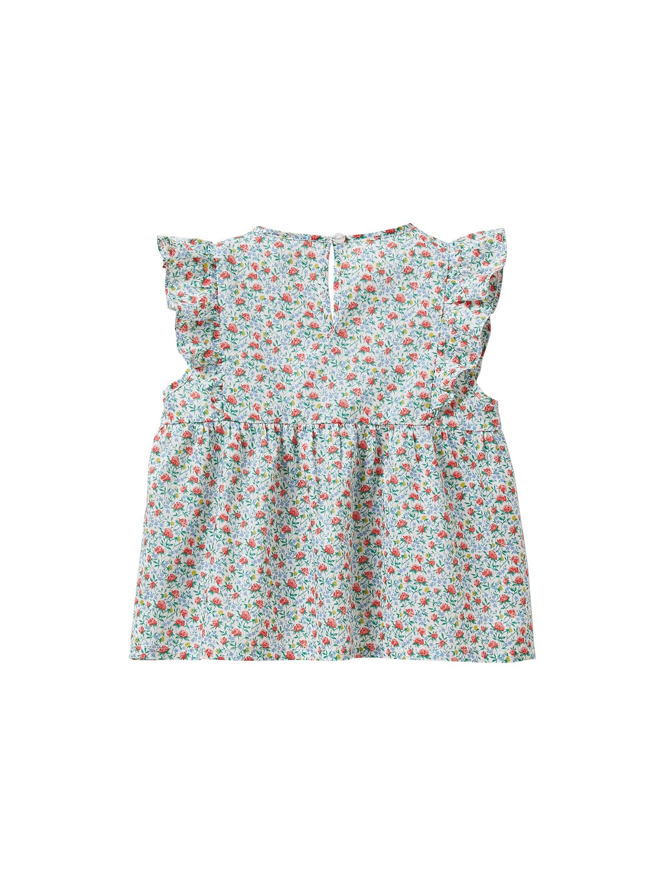 Blusa con plastrón fruncido - Estampado celeste - Niñas