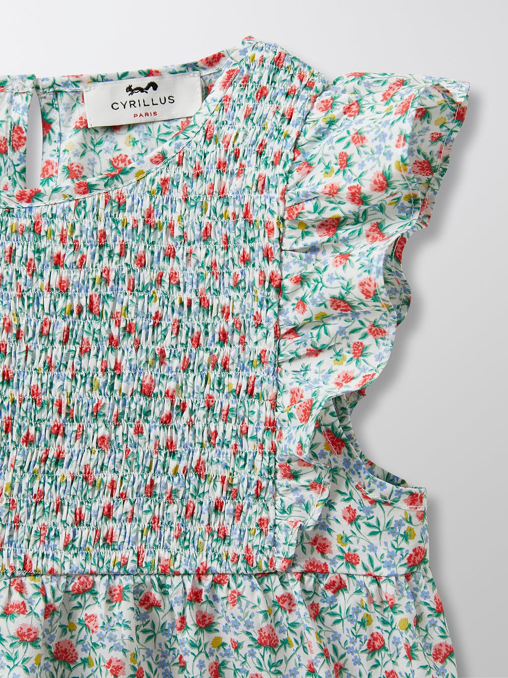 Blusa con plastrón fruncido - Estampado celeste - Niñas