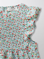 Blusa con plastrón fruncido - Estampado celeste - Niñas