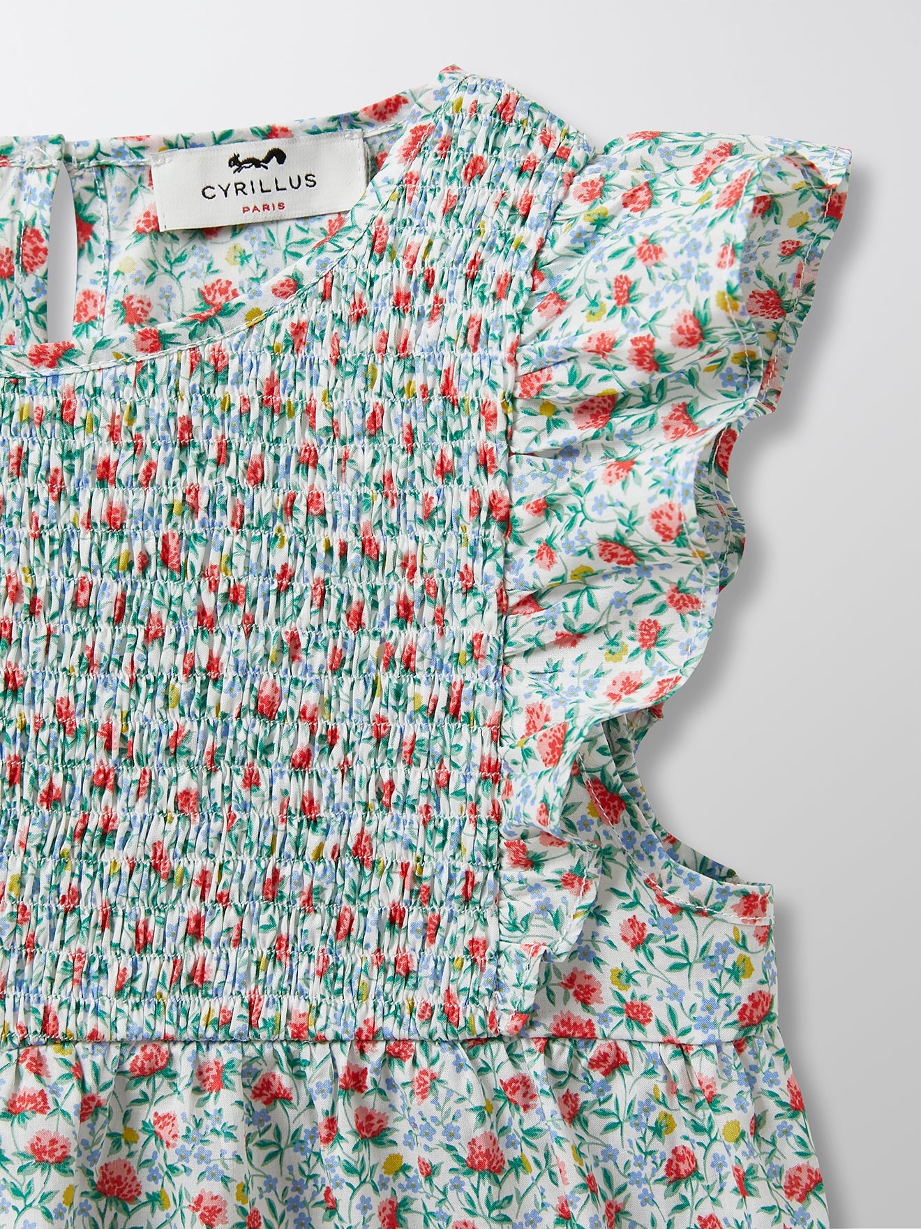 Blusa con plastrón fruncido - Estampado celeste - Niñas
