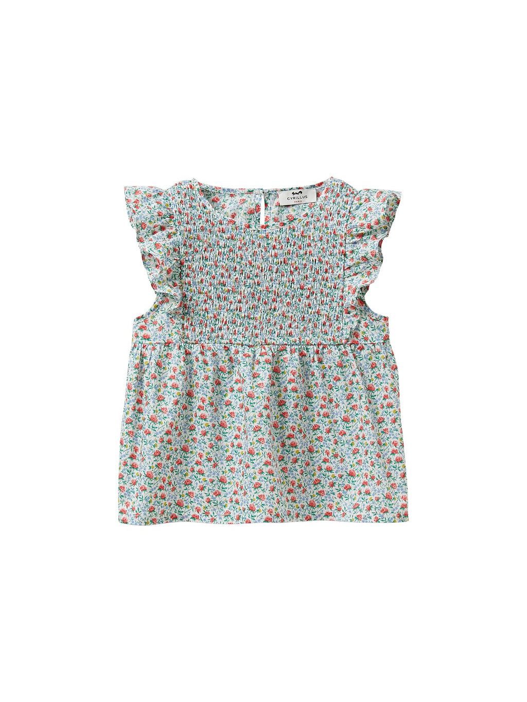 Blusa con plastrón fruncido - Estampado celeste - Niñas